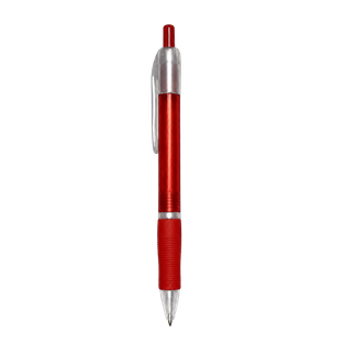 lapiceros, plástico, rojo, 14.5 centimetros, translúcido con goma antideslizante