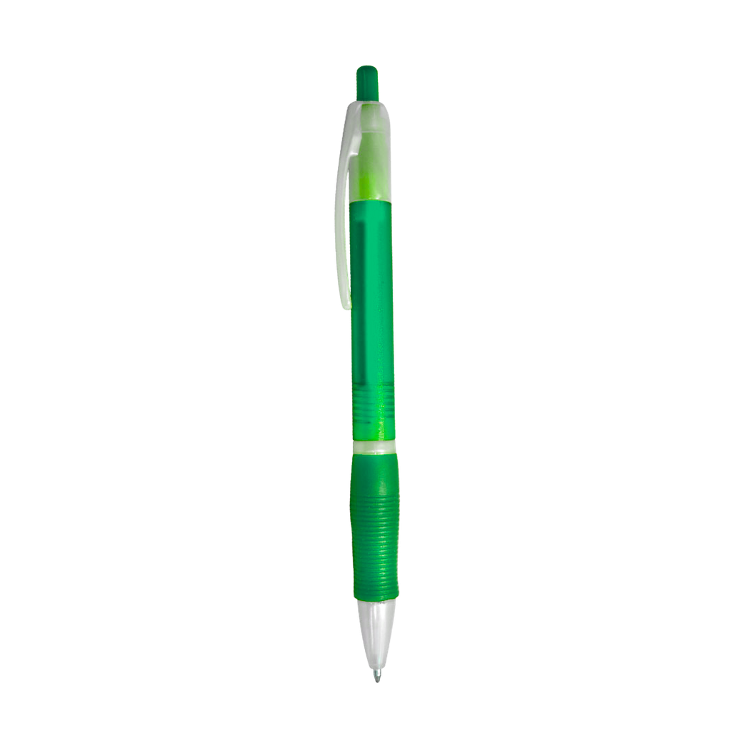 [P280418] lapiceros, plástico, verde, 14.5 centimetros, translúcido con goma antideslizante