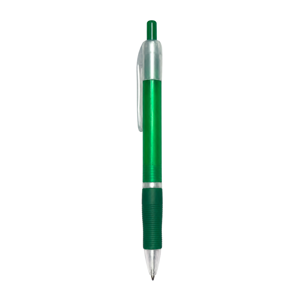 [P280418] lapiceros, plástico, verde, 14.5 centimetros, translúcido con goma antideslizante
