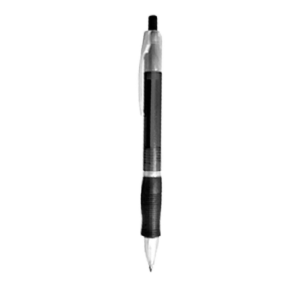 [P280419] lapiceros, plástico, negro, 14.5 centimetros, translúcido con goma antideslizante