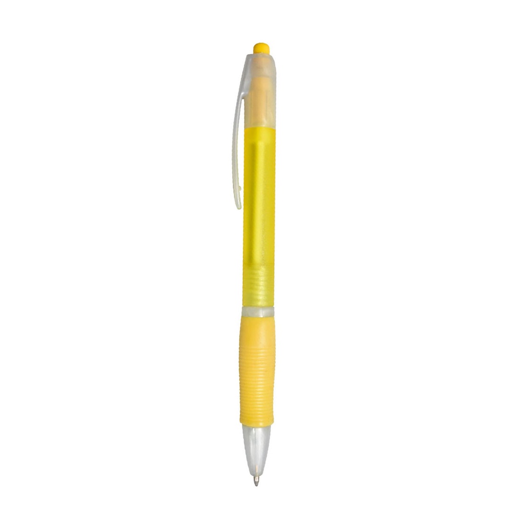 [P280420] lapiceros, plástico, amarillo, 14.5 centimetros, translúcido con goma antideslizante