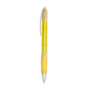 lapiceros, plástico, amarillo, 14.5 centimetros, translúcido con goma antideslizante