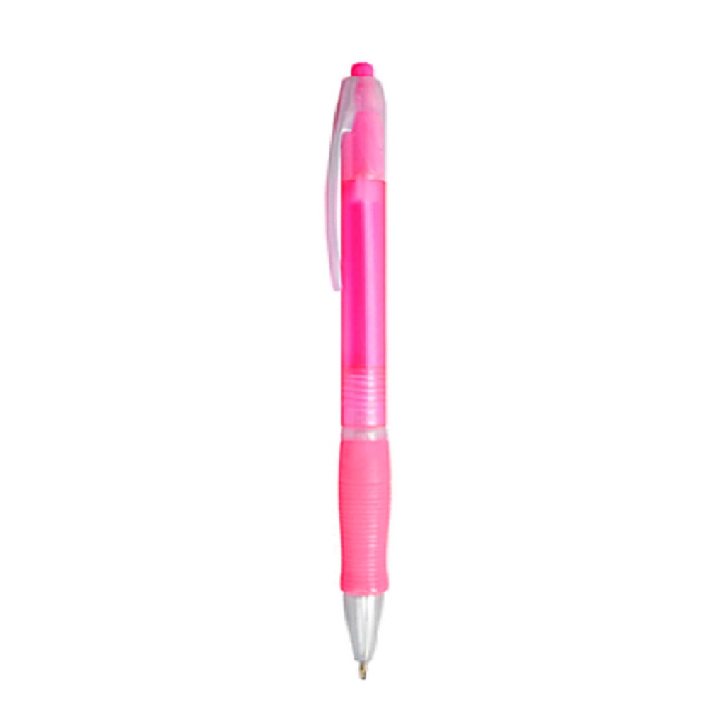 [P280421] lapiceros, plástico, rosado, 14.5 centimetros, translúcido con goma antideslizante