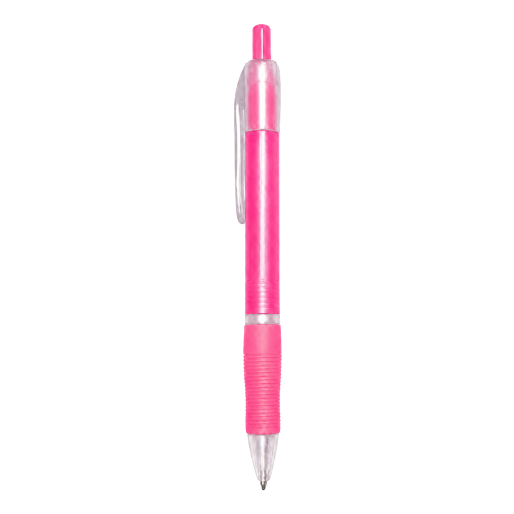 [P280421] lapiceros, plástico, rosado, 14.5 centimetros, translúcido con goma antideslizante