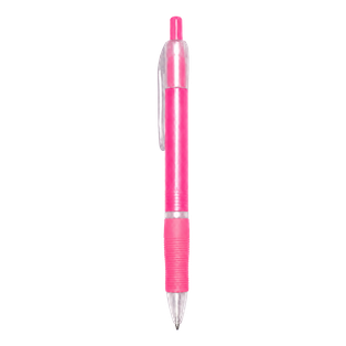 lapiceros, plástico, rosado, 14.5 centimetros, translúcido con goma antideslizante
