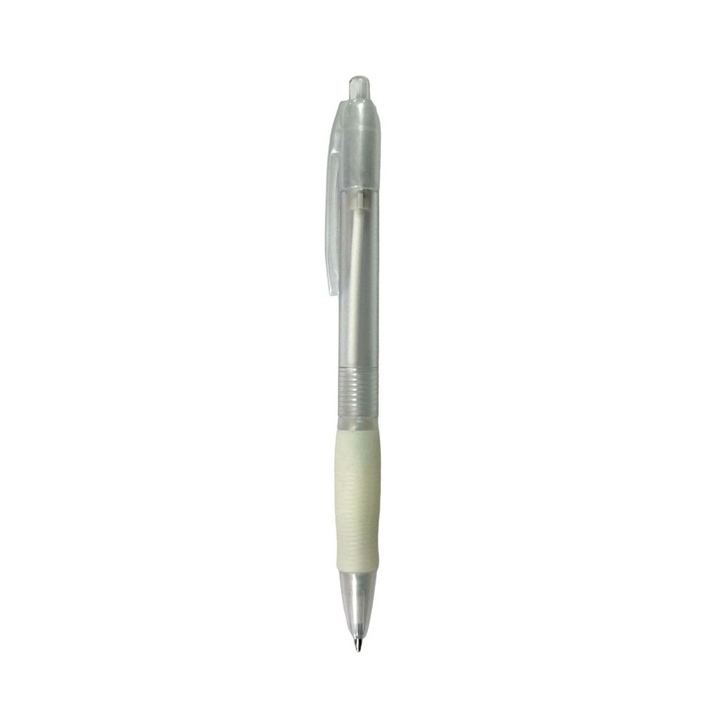[P280571] lapiceros, plástico, blanco, 14.5 centimetros, translúcido con goma antideslizante