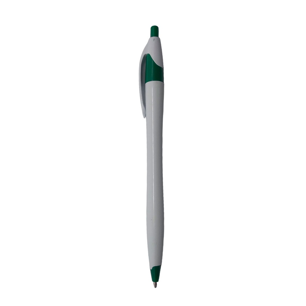 [P265823] lapiceros, plástico, blanco,  nd, con verde, marca bullet