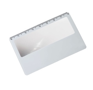 lupa, plástico, blanco, 8.5*5.5 centimetros, cuadrada