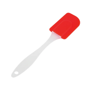paleta, silicón, rojo, 18*4.5 centimetros, mango transparente
