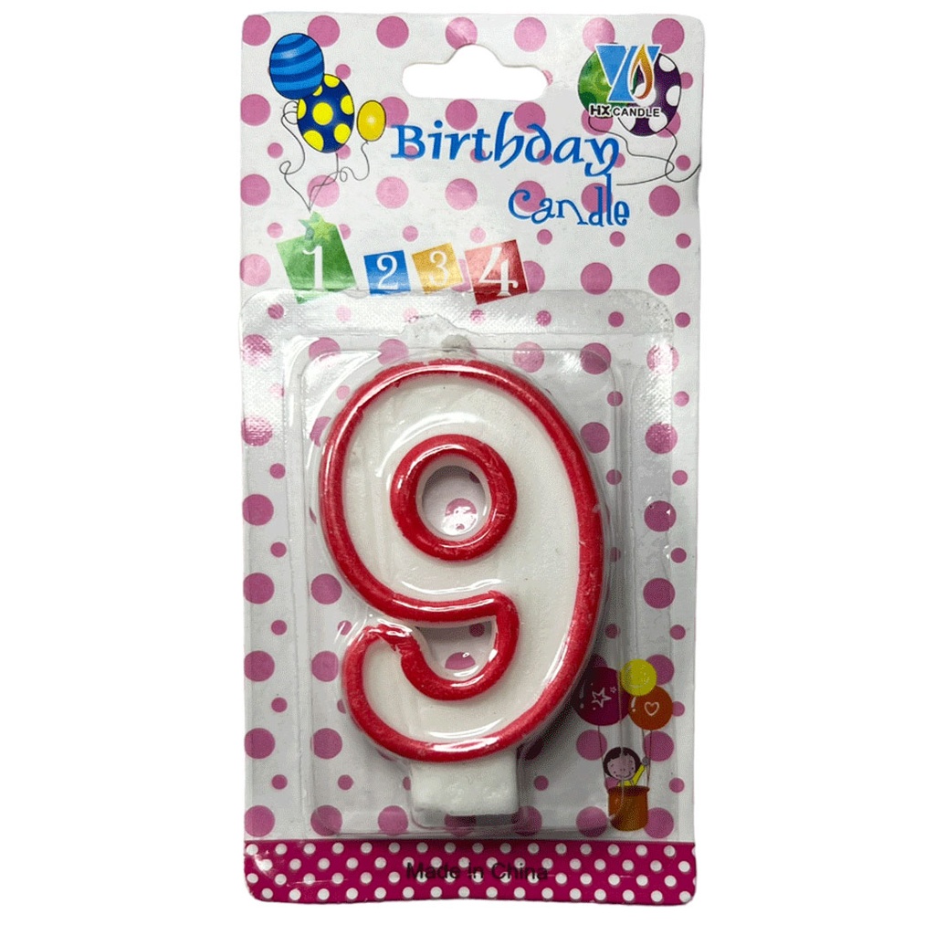 [F410135] vela no.9 rojo