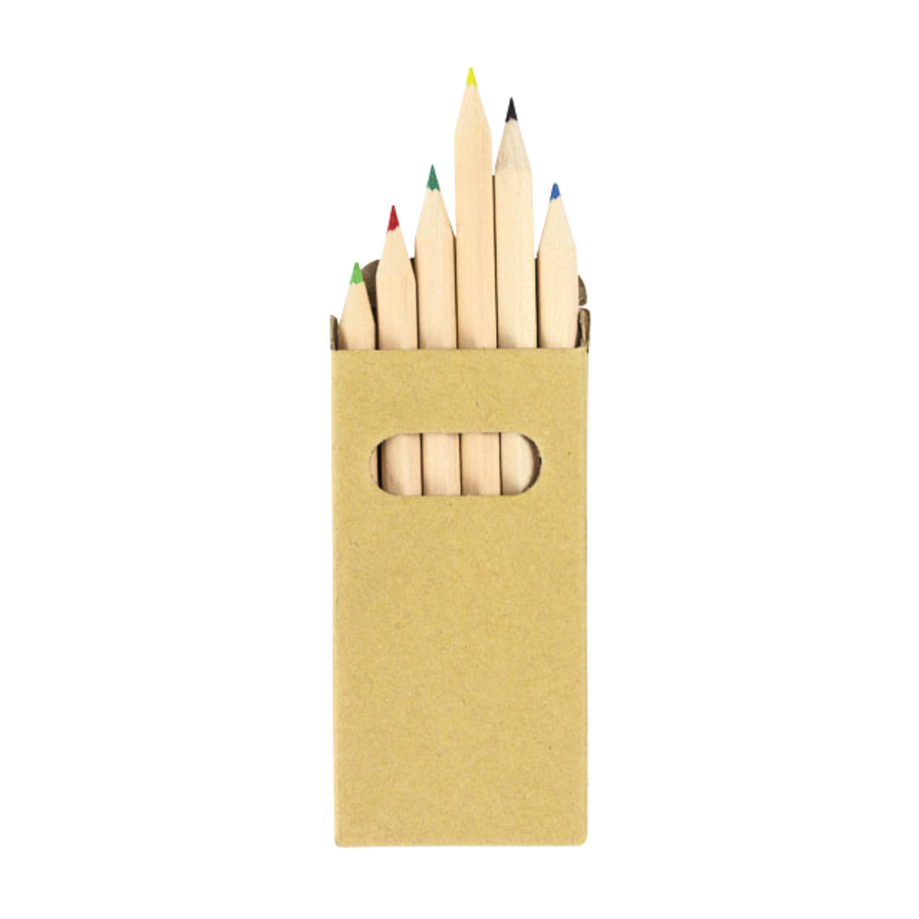 [E389191] caja de 6 crayones, madera, , 9*4.2 centimetros, caja ecologica