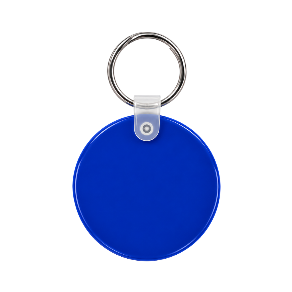 [P240109] llavero redondo, pvc, azul reflex, 5*0.3 centimetros, de grosor