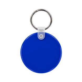 llavero redondo, pvc, azul reflex, 5*0.3 centimetros, de grosor