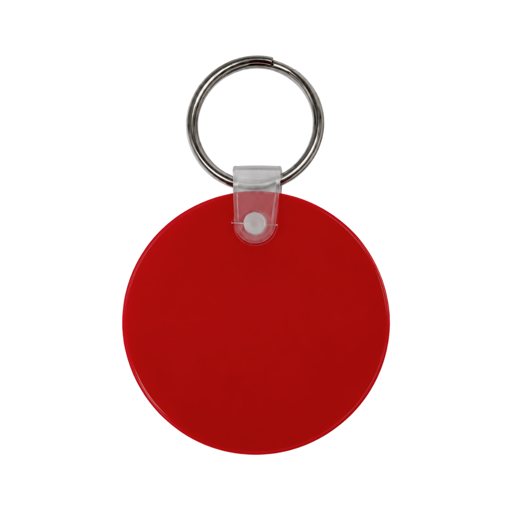 [P240111] llavero redondo, pvc, rojo, 5*0.3 centimetros, de grosor