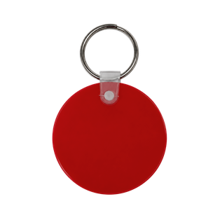llavero redondo, pvc, rojo, 5*0.3 centimetros, de grosor