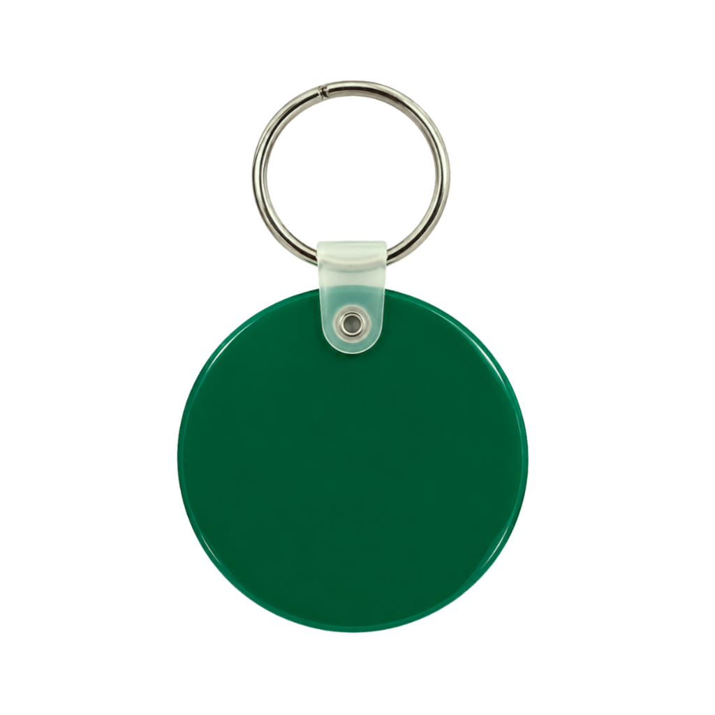 [P280525] llavero redondo, pvc, verde, 5*0.3 centimetros, de grosor