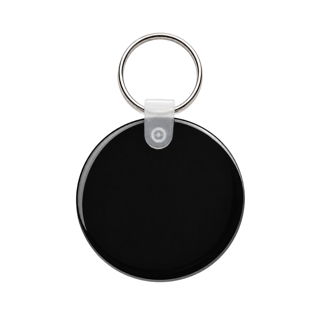 [P280526] llavero redondo, pvc, negro, 5*0.3 centimetros, de grosor