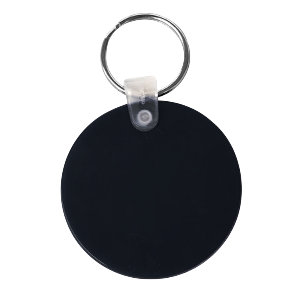 [P280526] llavero redondo, pvc, negro, 5*0.3 centimetros, de grosor