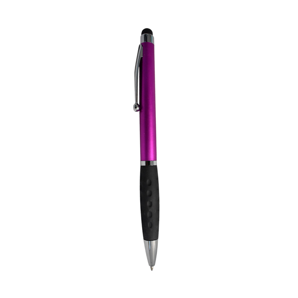 [P280446] lapiceros, plástico, fucsia, 13.5 centimetros, con touch y goma antideslizante
