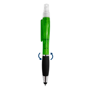 lapiceros, plástico, verde, atom con spray , touch y goma antideslizante