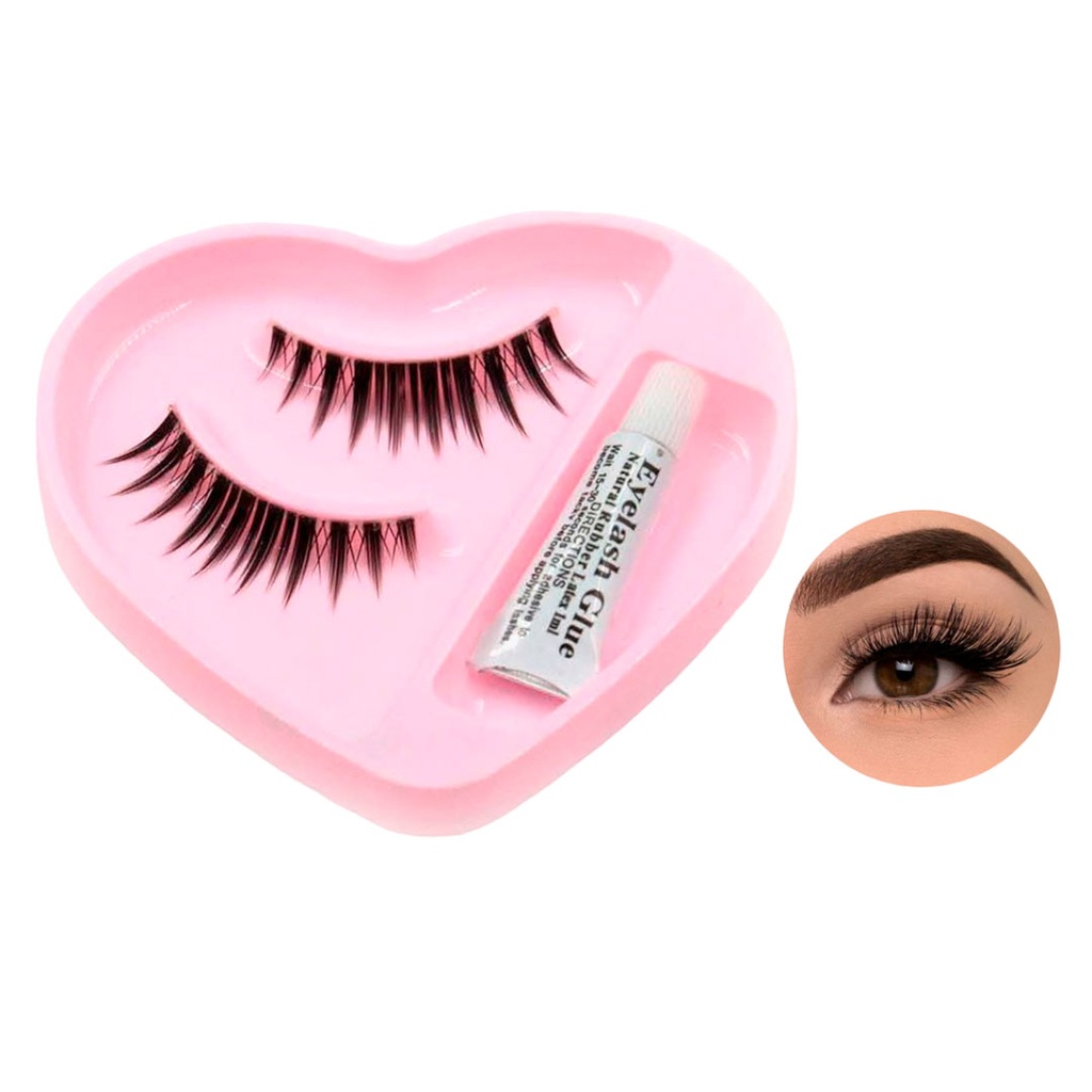 [B640088] set, plástico, surtido, 7.5*7 centimetros, pestañas postizas en caja con fijador