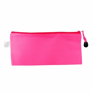 estuche, tela ecológica, rosado, 24*11.5cm centimetros, con zipper rojo