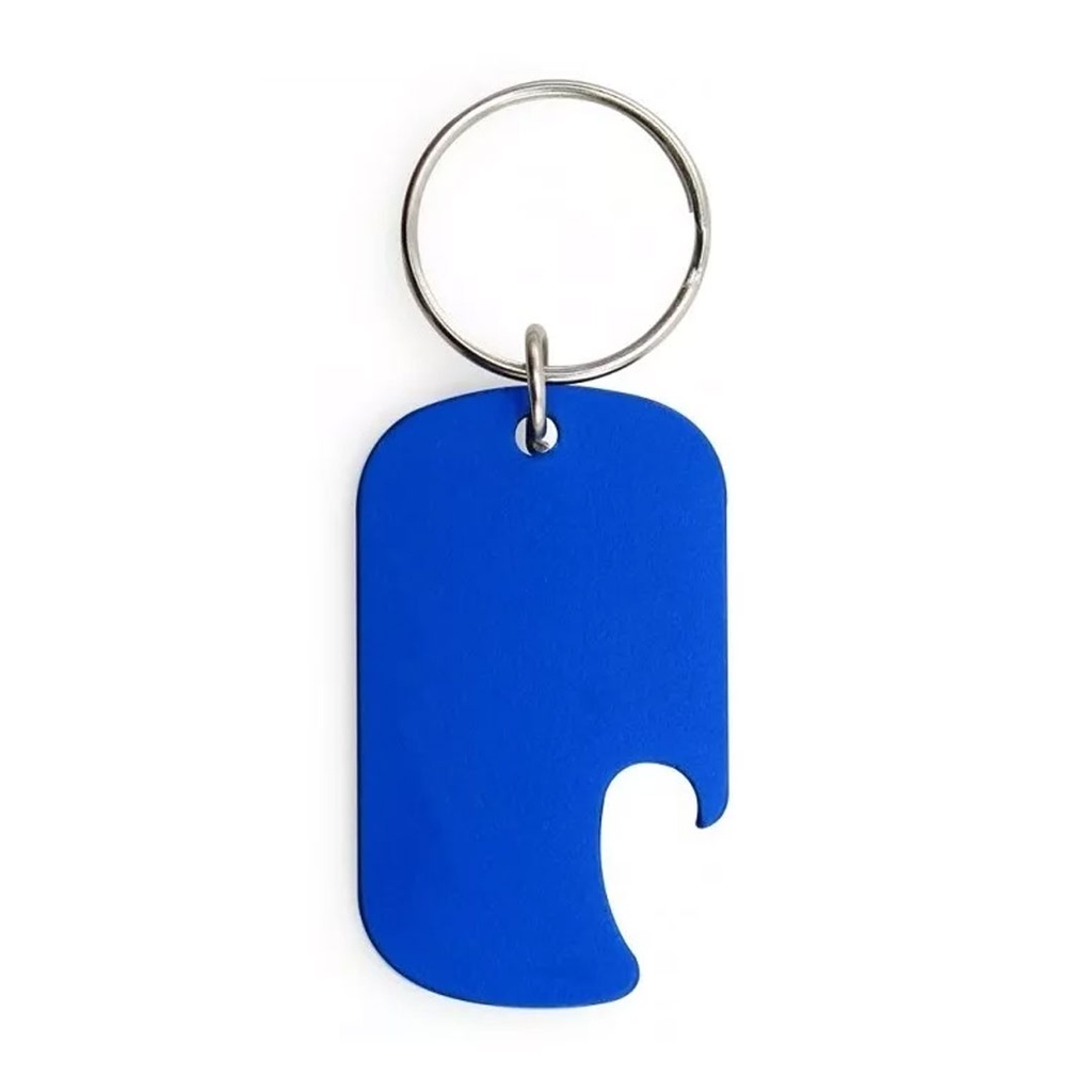 [P240696] destapador, aleación de metal, azul reflex, 5*3*0.25cm centimetros, eros, plano con argolla