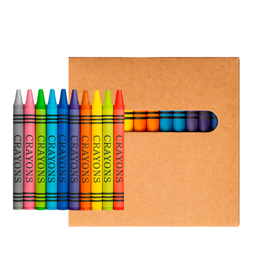 [E389168] CRAYONES, CERA, SURTIDOS, 9.5*8.2 cm cm, 12 pcs en caja kraft