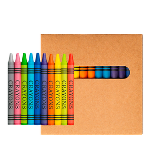 CRAYONES, CERA, SURTIDOS, 9.5*8.2 cm cm, 12 pcs en caja kraft