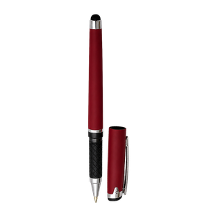 lapiceros, plástico, rojo, 14.5 cm siliconeado , con touch y tinta gel