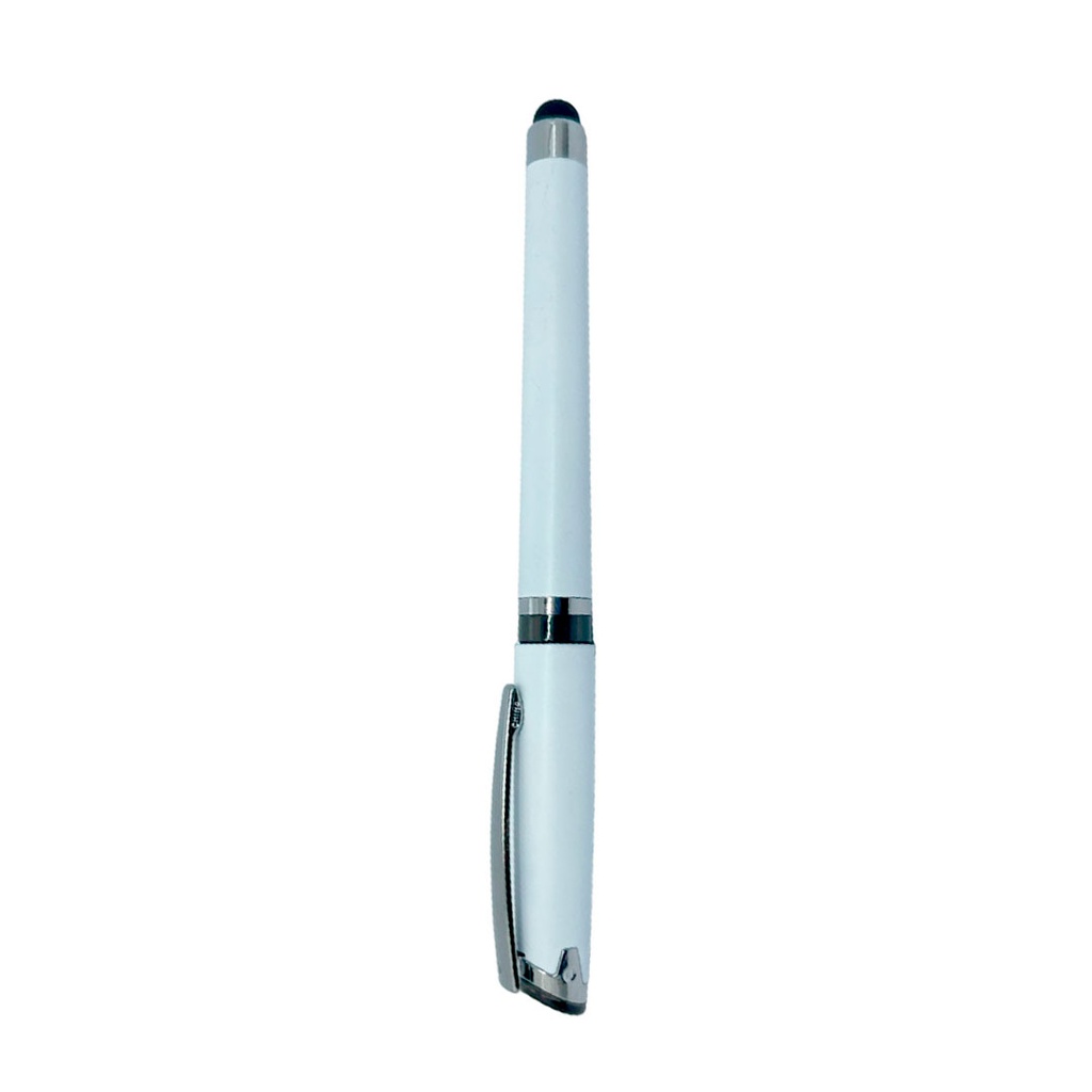[P286043] lapiceros, plástico, blanco, 14.5 cm siliconeado , con touch y tinta gel