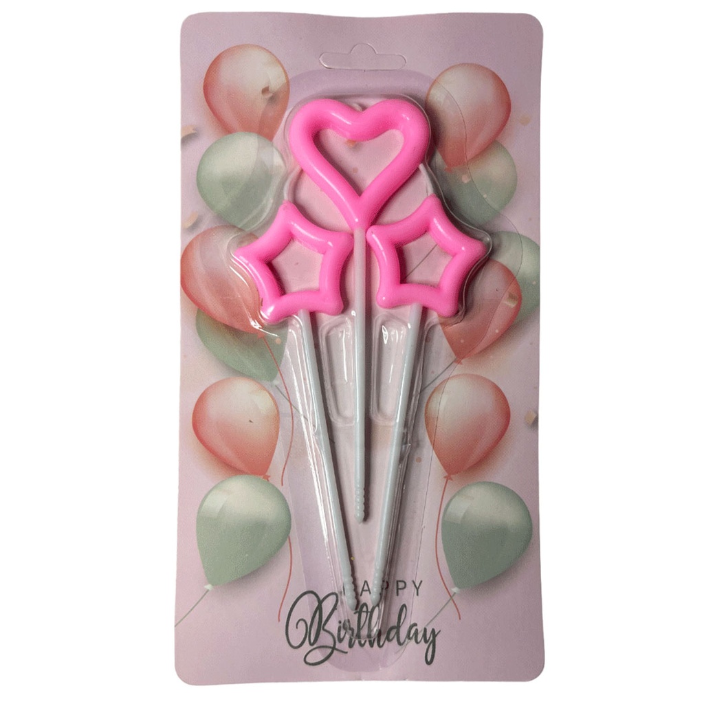 [F410190] vela, cera, surtido,  nd, set  3 velas corazón estrellas palito