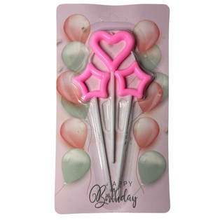 vela, cera, surtido,  nd, set  3 velas corazón estrellas palito