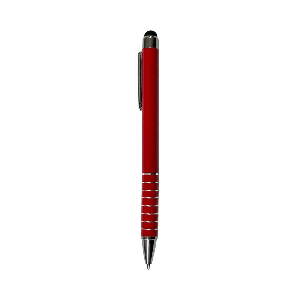 [P280736] lapiceros, metal, rojo, 12.5 centimetros, canis con touch y diseño de argollas