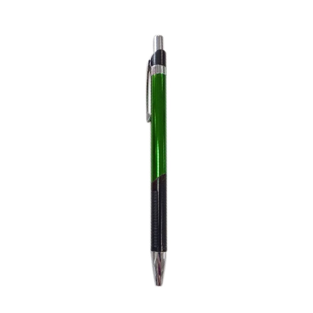 [P280602] lapiceros, metal, verde,  nd, de botón con goma antideslizante