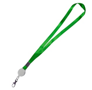 cinta porta-gafete, dacron, verde,  nd, con yoyo blanco