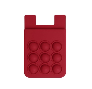 tarjetero, silicón, rojo, 8.5*5.5*1.2 centimetros, pop up con adhesivo