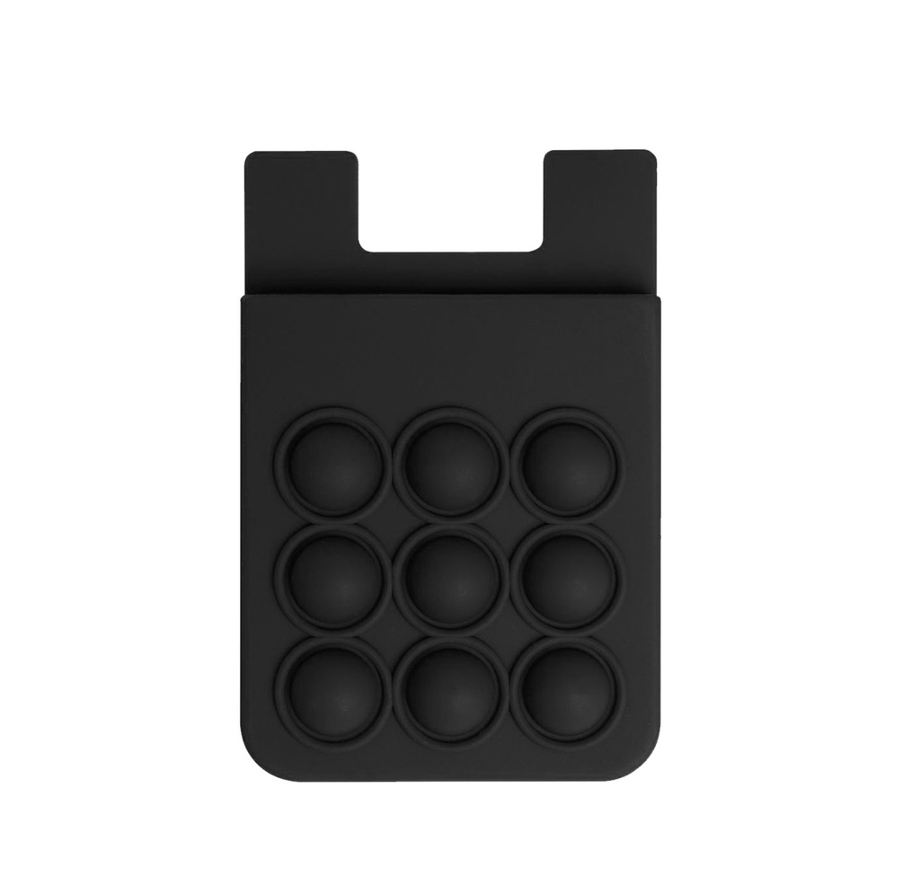 [P266034] tarjetero, silicón, negro, 8.5*5.5*1.2 centimetros, pop up con adhesivo