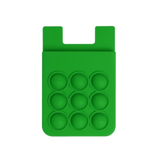 tarjetero, silicón, verde, 8.5*5.5*1.2 centimetros, pop up con adhesivo