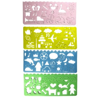 set de 4 reglas, plástico, surtido, 15*6.5 centimetros, de figuras
