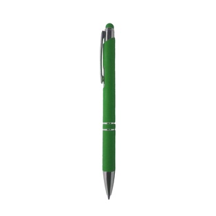 lapiceros, metal, verde, 14.5 centimetros, con recubierta de caucho  y touch