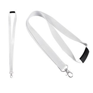 cinta porta-gafete, poliester, blanco, 2*90 centimetros, para sublimar con gancho de seguridad