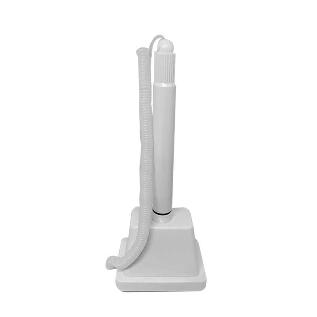 [P285976] lapiceros, plástico, blanco, 18 cm top negro , base piramidal y resorte