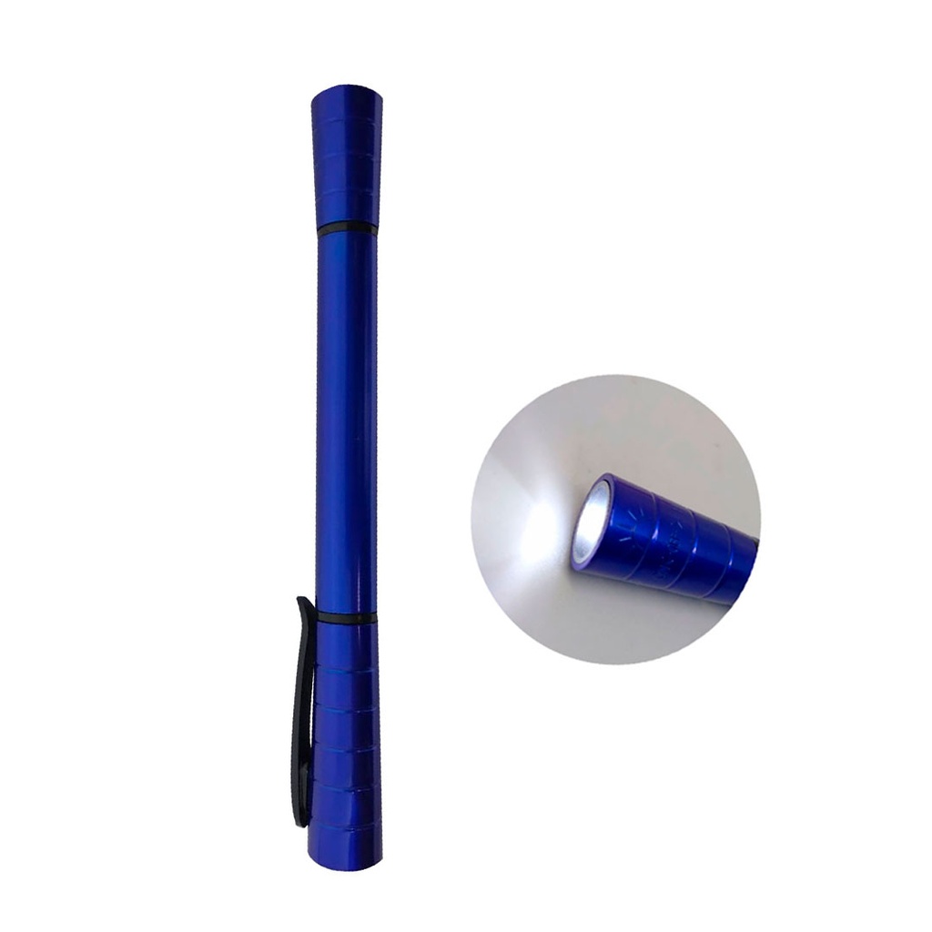 [P294008] lapiceros, plástico, azul reflex, 14 centimetros, head, con linterna