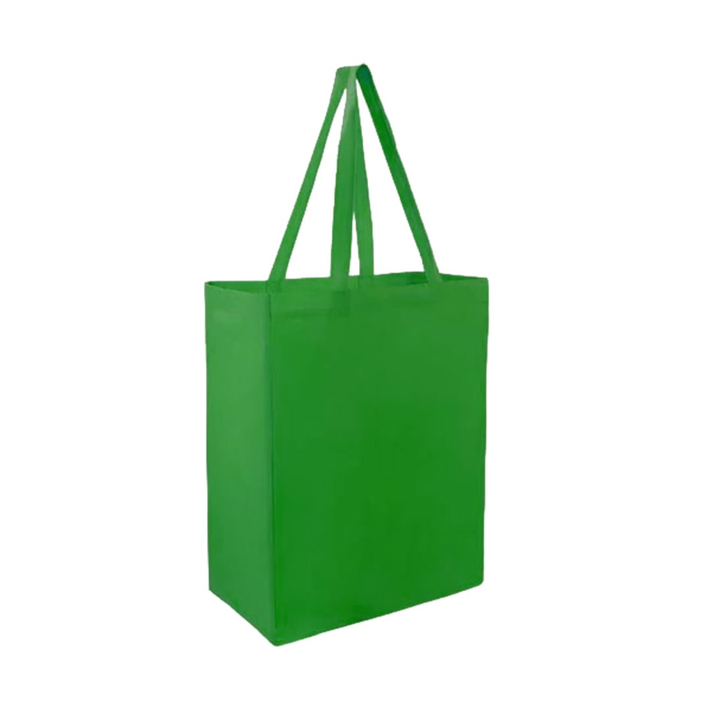 [P240012] bolsa, tela ecológica, verde, 40*35*12 centimetros, con fuelle cosida