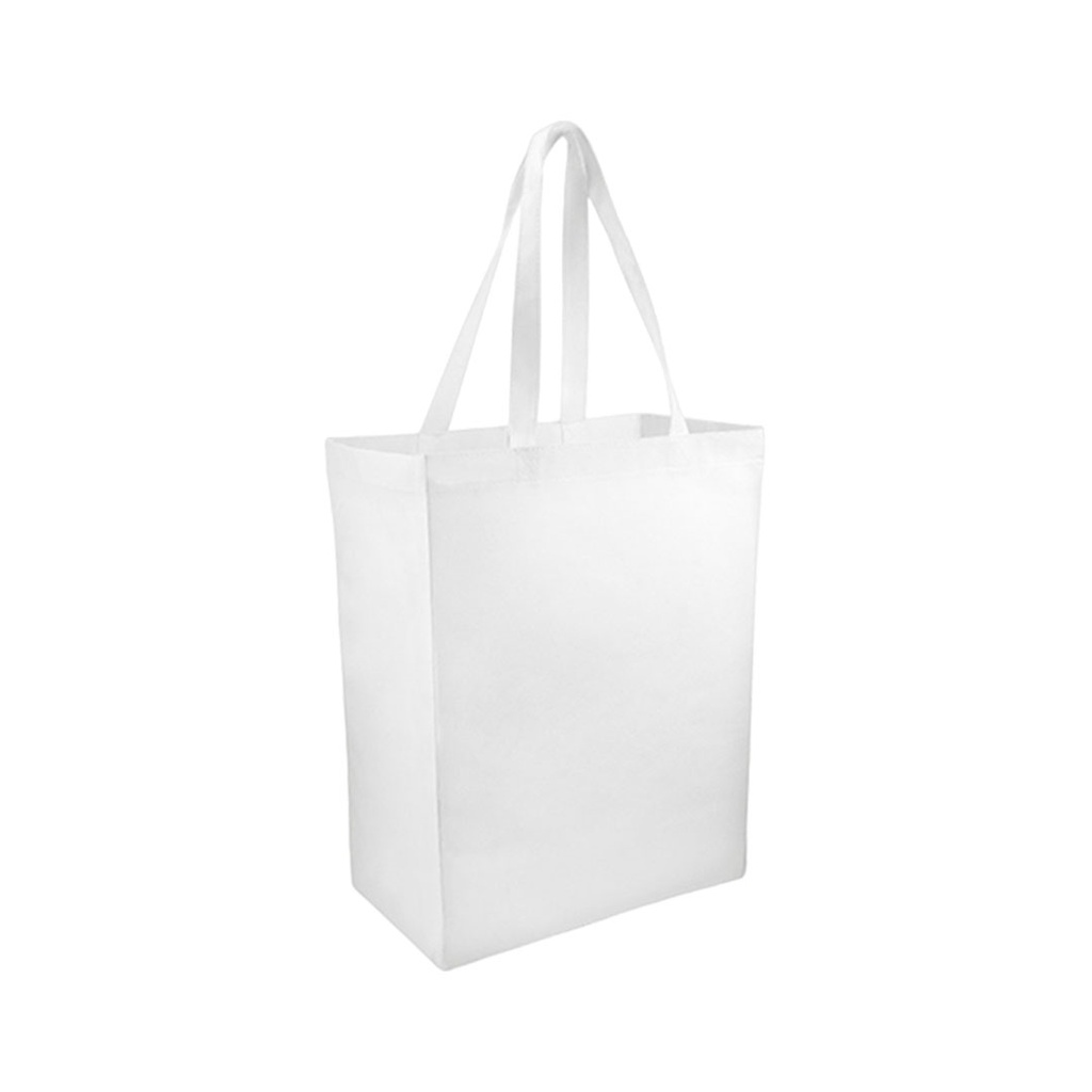 [P240480] bolsa, tela ecológica, blanco, 40*35*12 centimetros, con fuelle cosida