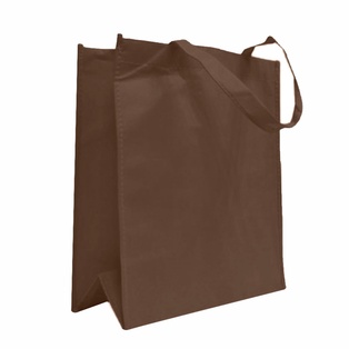 bolsa, tela ecológica, café, 40*35*12 centimetros, con fuelle cosida