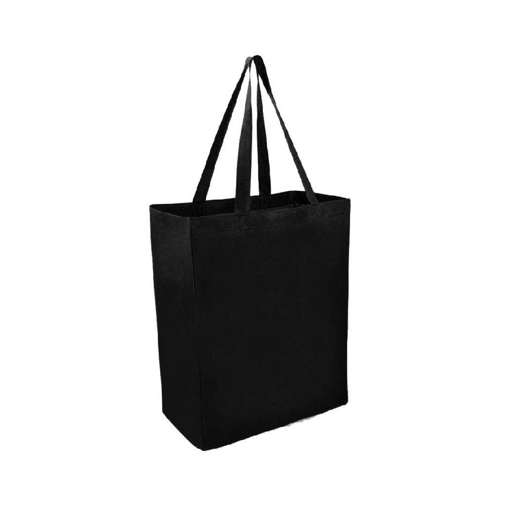 [P240142] bolsa, tela ecológica, negro, 40*35*12 centimetros, con fuelle cosida