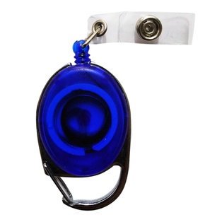 porta gafete, plástico, azul, 6*3.4 centimetros, con arnés