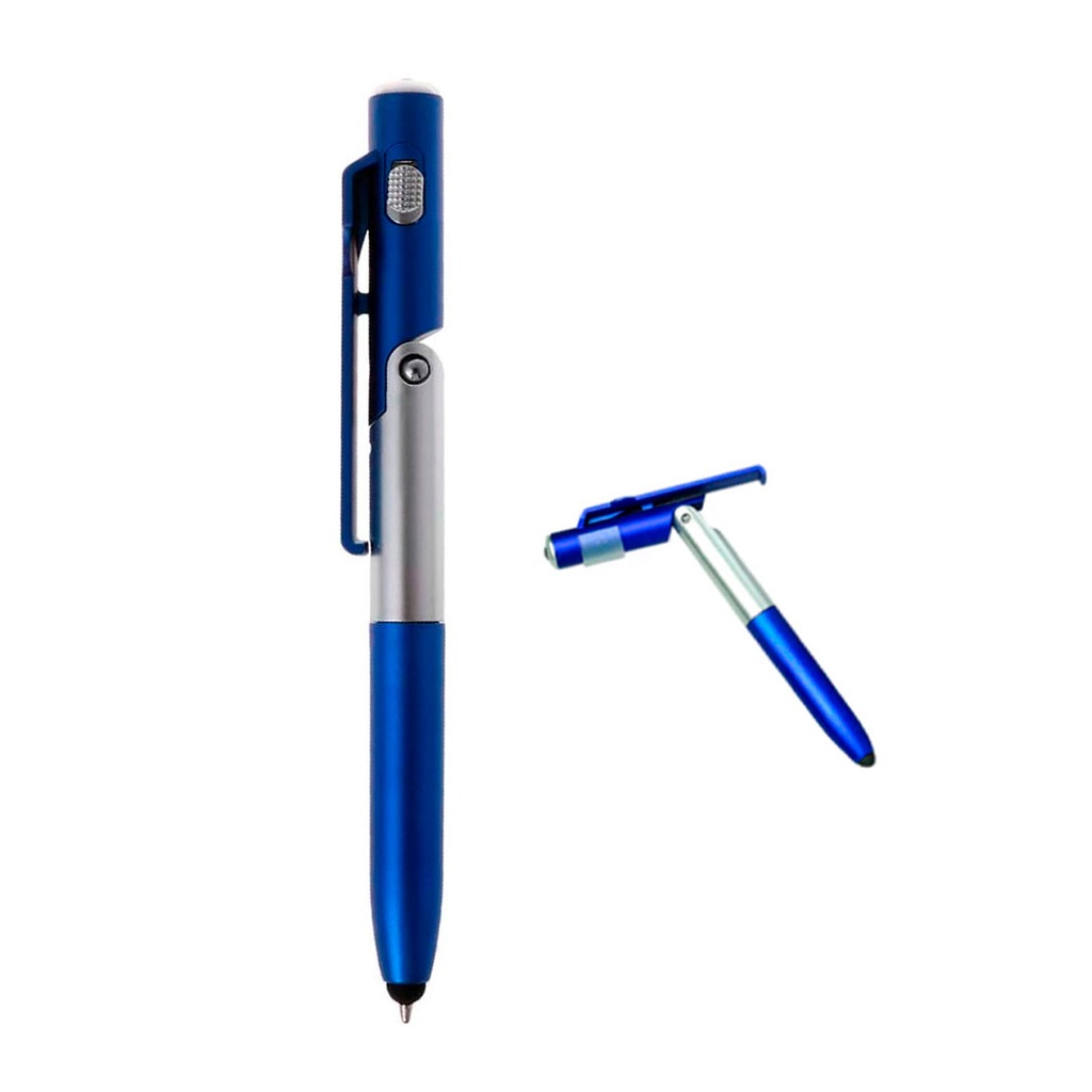 [P294012] lapiceros, plástico, azul reflex, 13.5 cm reclinable , 3 en 1 con touch linterna y stand